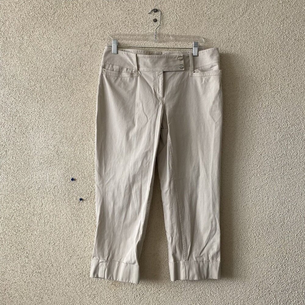 White House Black Market Women Capri Blanc White Slim Crop Stretch Dress Pant 10